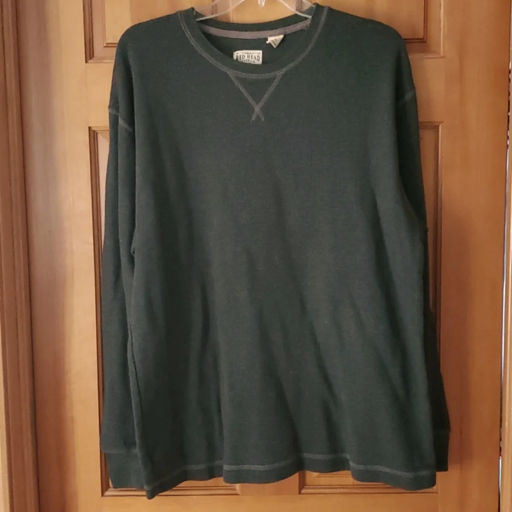 Red Head Brand Thermal Waffle Weave Long Sleeve‎ Forest Green Top Size Large